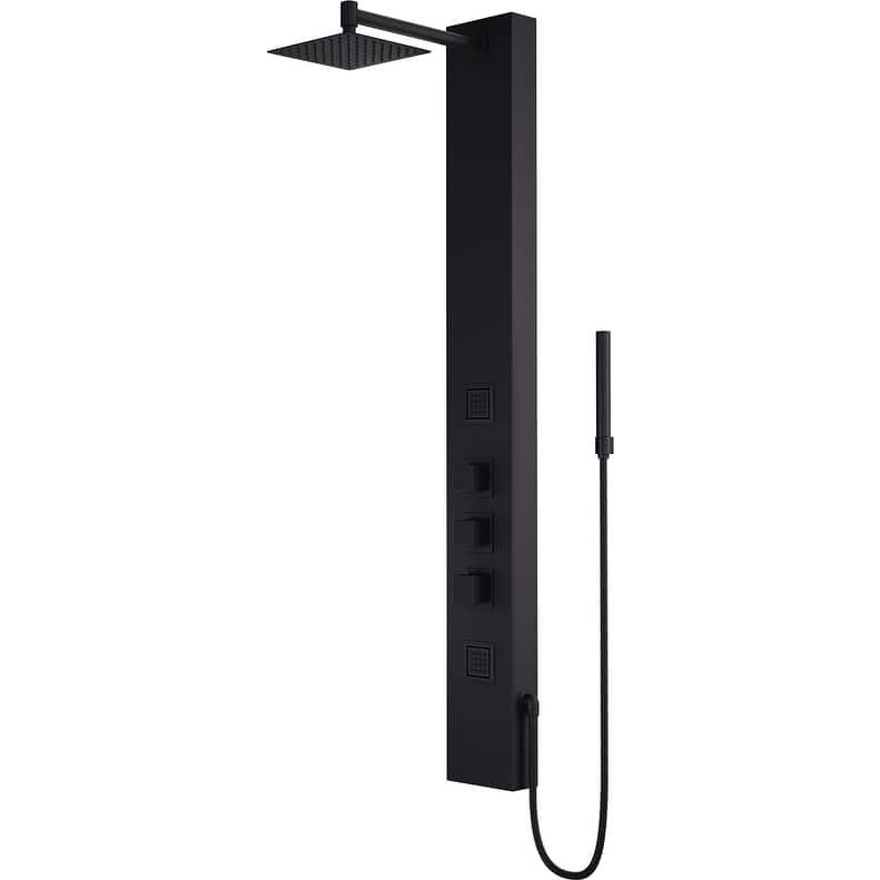 Vigo Kingsley Thermostatic Shower Panel with Shower Head, Hand Shower,