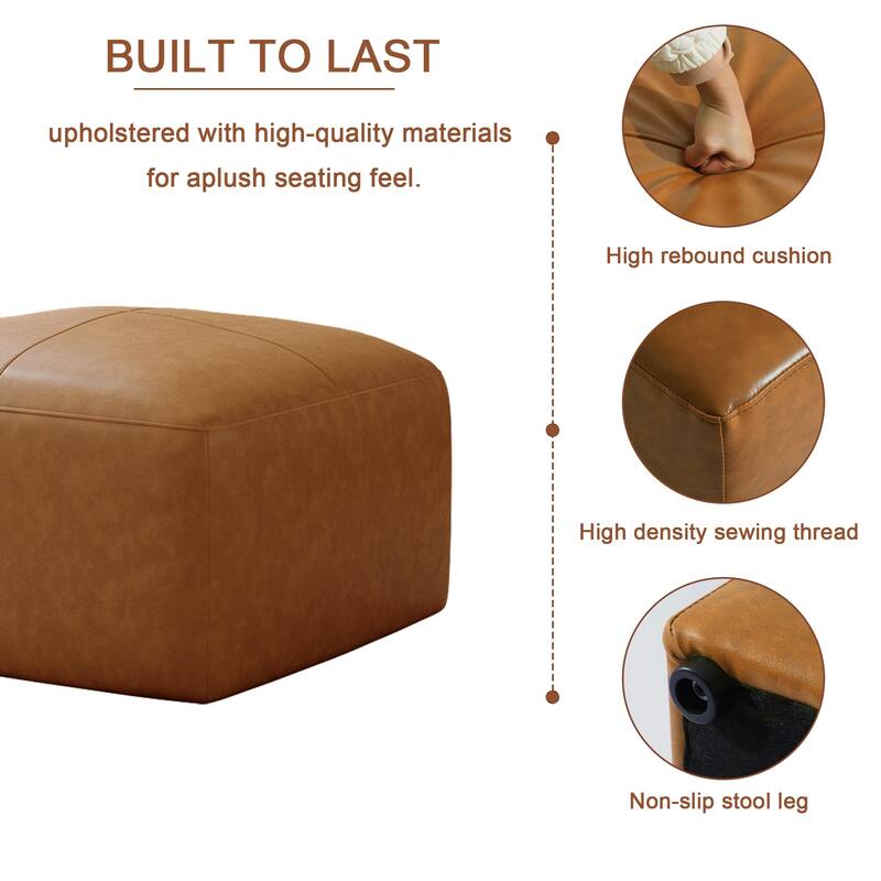 Elliot 22"/ 35"/ 43" W Modern Rectangular Genuine Leather Ottoman