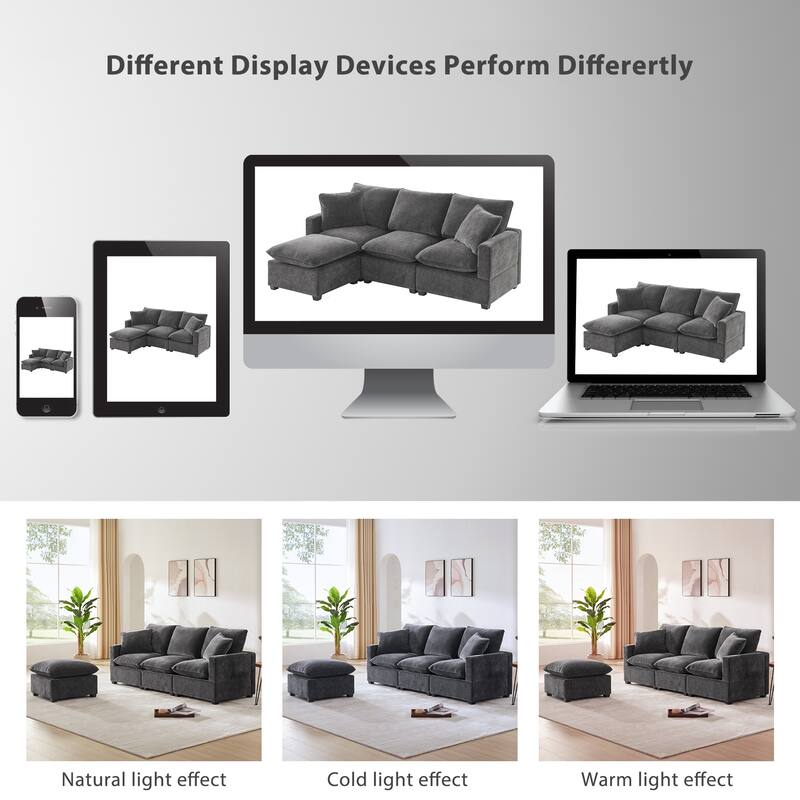 Modern Modular Sectional Sofa with Reconfigurable Chenille Seating and Foam Cushions for Versatile Home Living Spaces