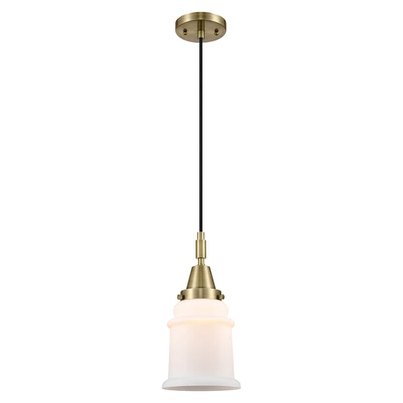 Innovations Lighting Downtown Urban - Caden Canton - 1 Light 6" Cord Hung Mini Pendant - Antique Brass/Matte White Shade