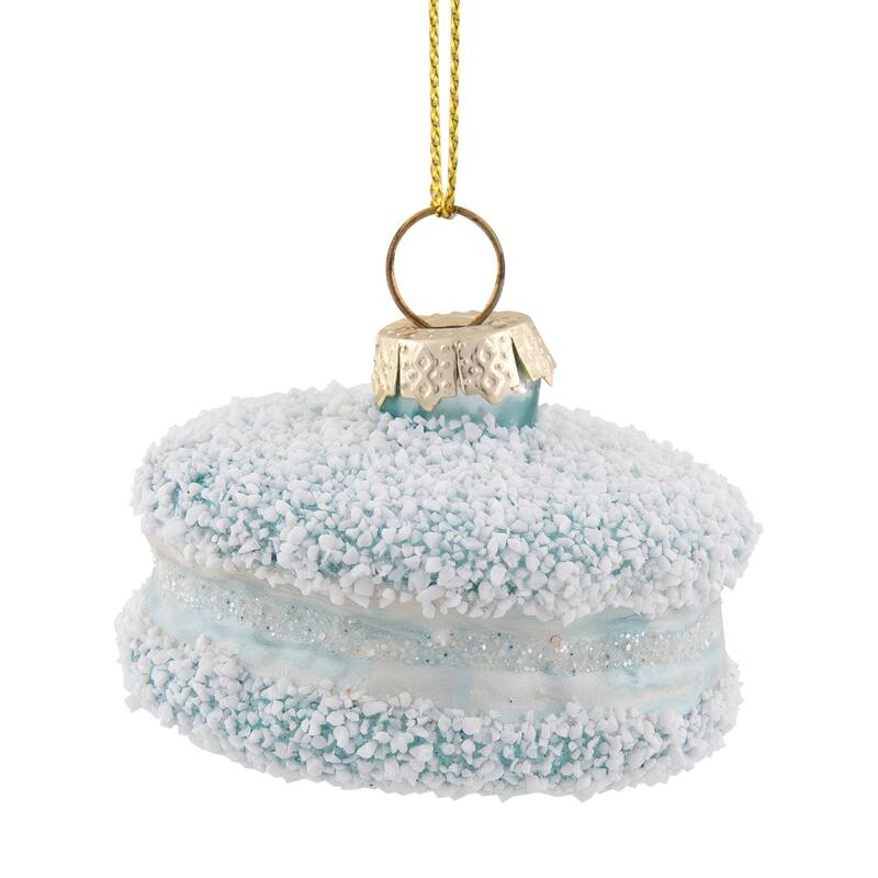 Macaroon with Sugar Glass Christmas Ornament - 2" - Blue