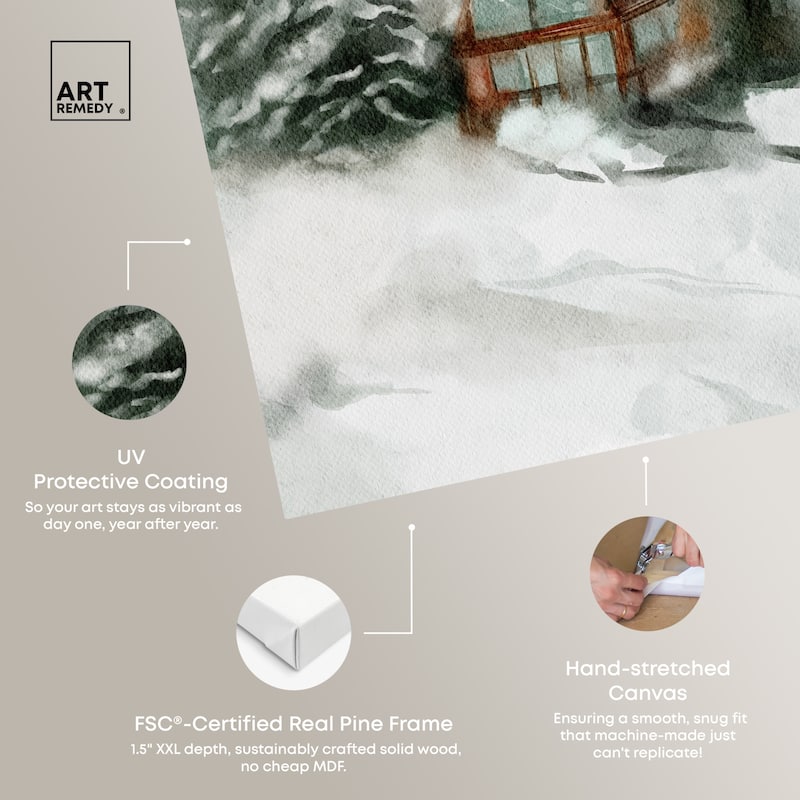Art Remedy Winter In December Gallery Wrapped Landscape 1 Piece Canvas Wall Art Watercolor Style