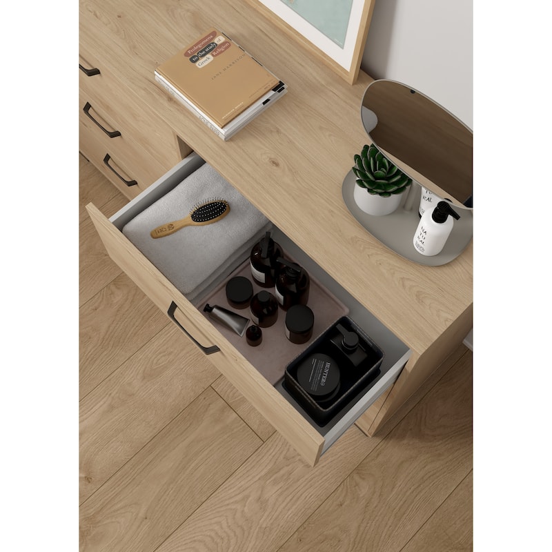 Porch & Den Sofia 6 Drawer Double Dresser, Jackson Hickory