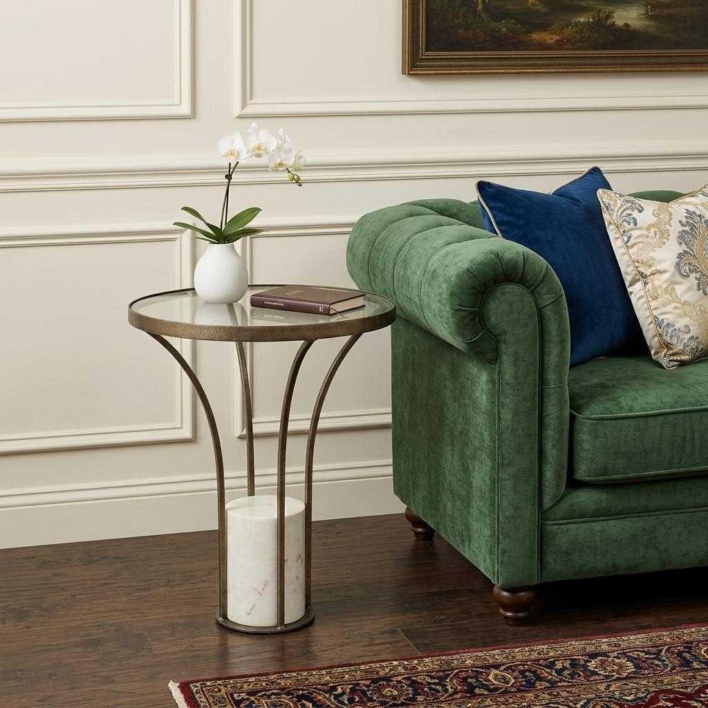 HomeRoots 24" Black And White Glass Round End Table - 21.00 in. x 24.00 in. x 21.00 in.