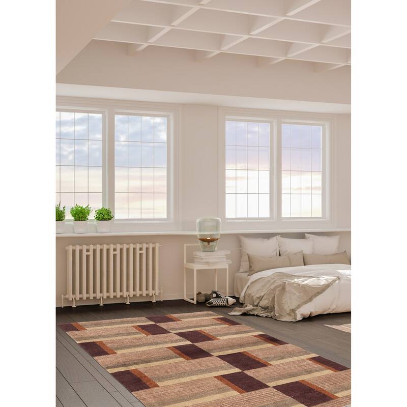 ECARPETGALLERY Hand-knotted Opulence Brown Wool Rug - 4'0 x 5'11