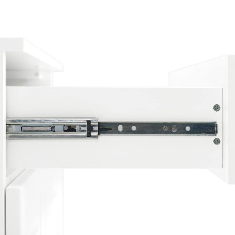 2-Piece Storage Bookcase Set - White Bookcases with Adjustable Shelf & Drawer - Farmhouse Kitchen Furniture