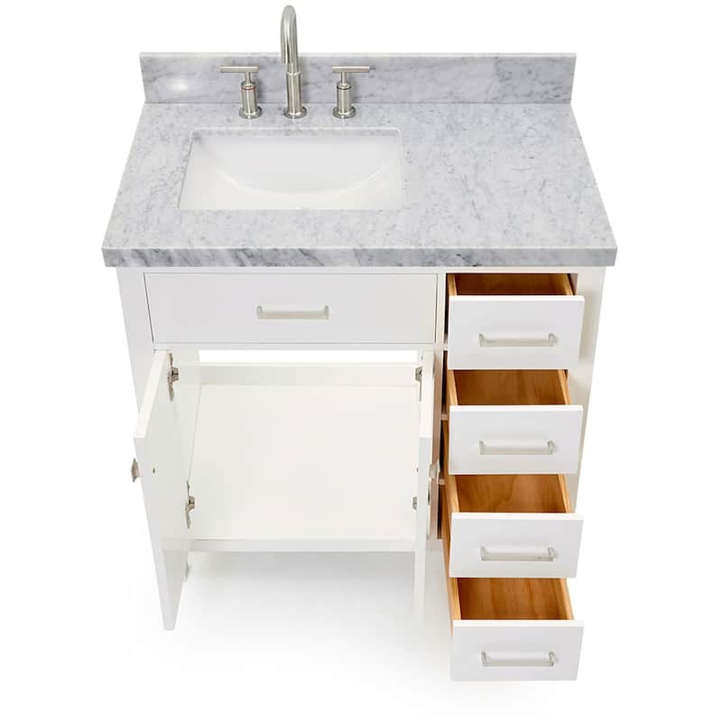 Ariel H037SLCWRVO Bristol 36" Thick Carrara Marble Vanity Top