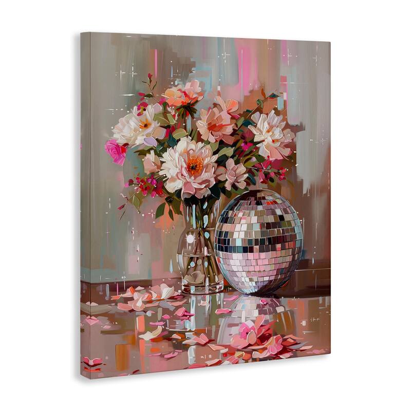 Stupell Disco Ball & Flowers Still Life Canvas Wall Art Design By Arlington Prints