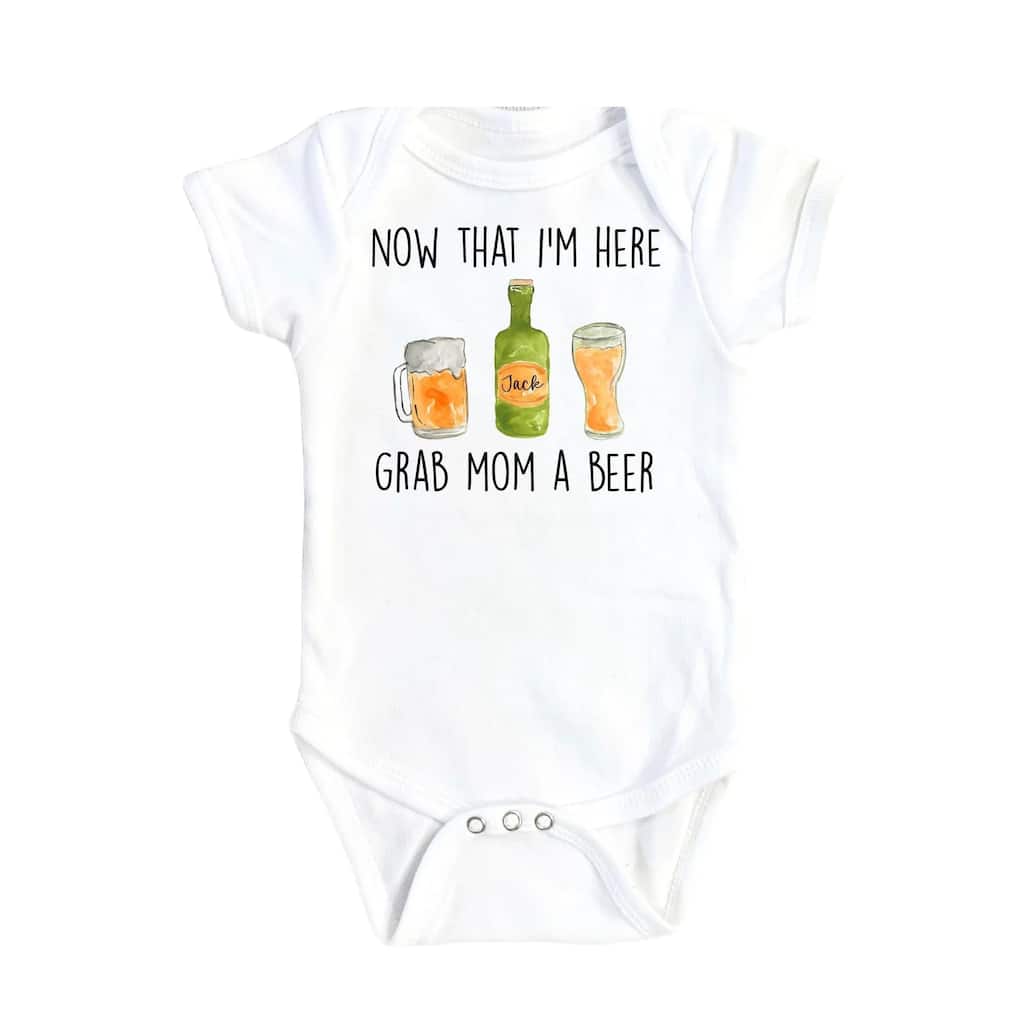 Beer Mom Pass - Baby Boy Girl Clothes Infant Bodysuit Funny Cute Newborn