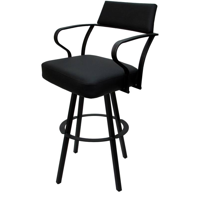 Swivel Counter Bar or Extra Tall Metal Bar Stool Carolina Warren Base - Black Vinyl - Black - Counter Height