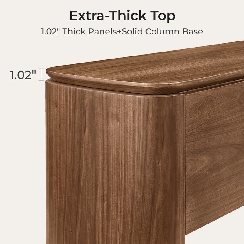 Spruce & Spring Modern Walnut Sideboard with Travertine Accent Handle, Minimalist Storage Console