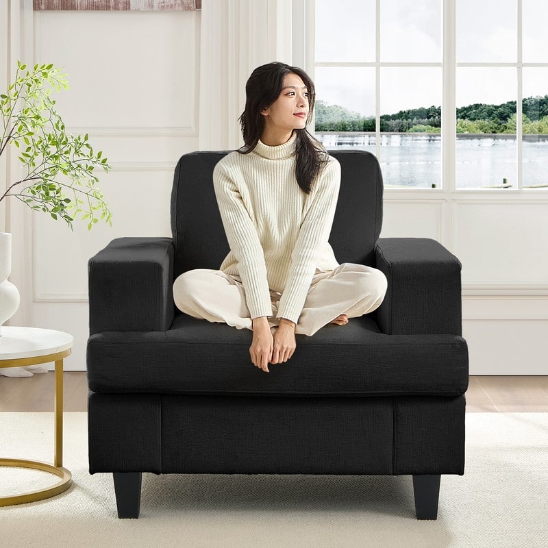 Mixoy W35" Chenille Fabric Armchair Sofa,Cloud Sleeper Comfy Upholstered Sectional Sofa Chair