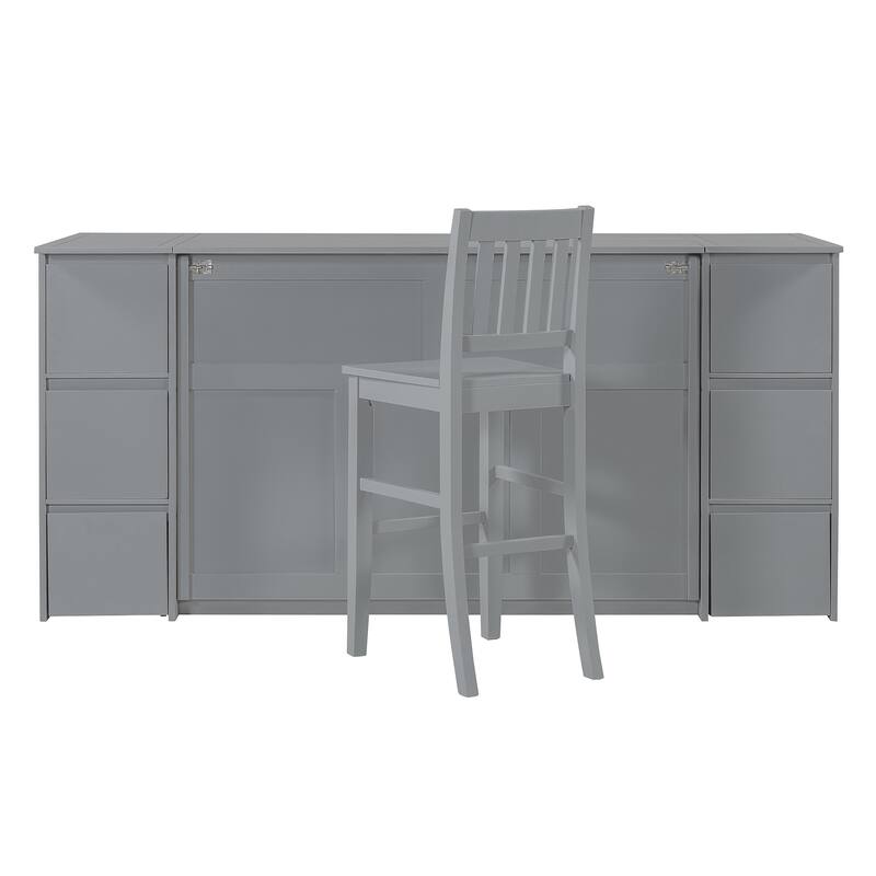 Modern Murphy Bed with Drawers, Cabinets, and USB Ports