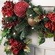 preview thumbnail 2 of 6, 9 ft. Artificial Christmas Garland with Lights - Scarlet Hydrangea - Red