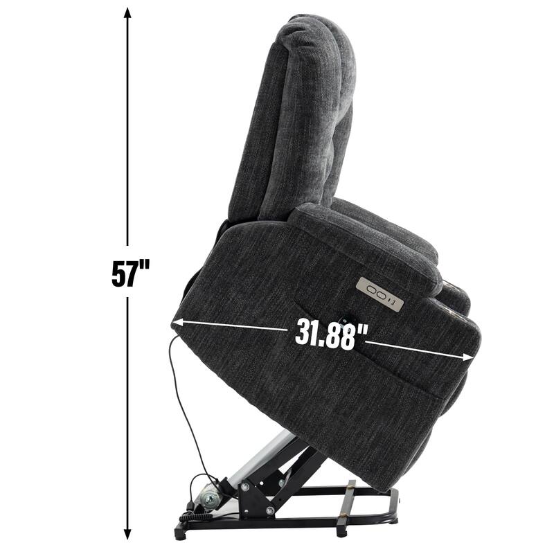 Large Power Lift Recliner Chair with Massage and Heat for Elderly, Wide Recliners, with USB and Type C Ports,2 Cup Holders