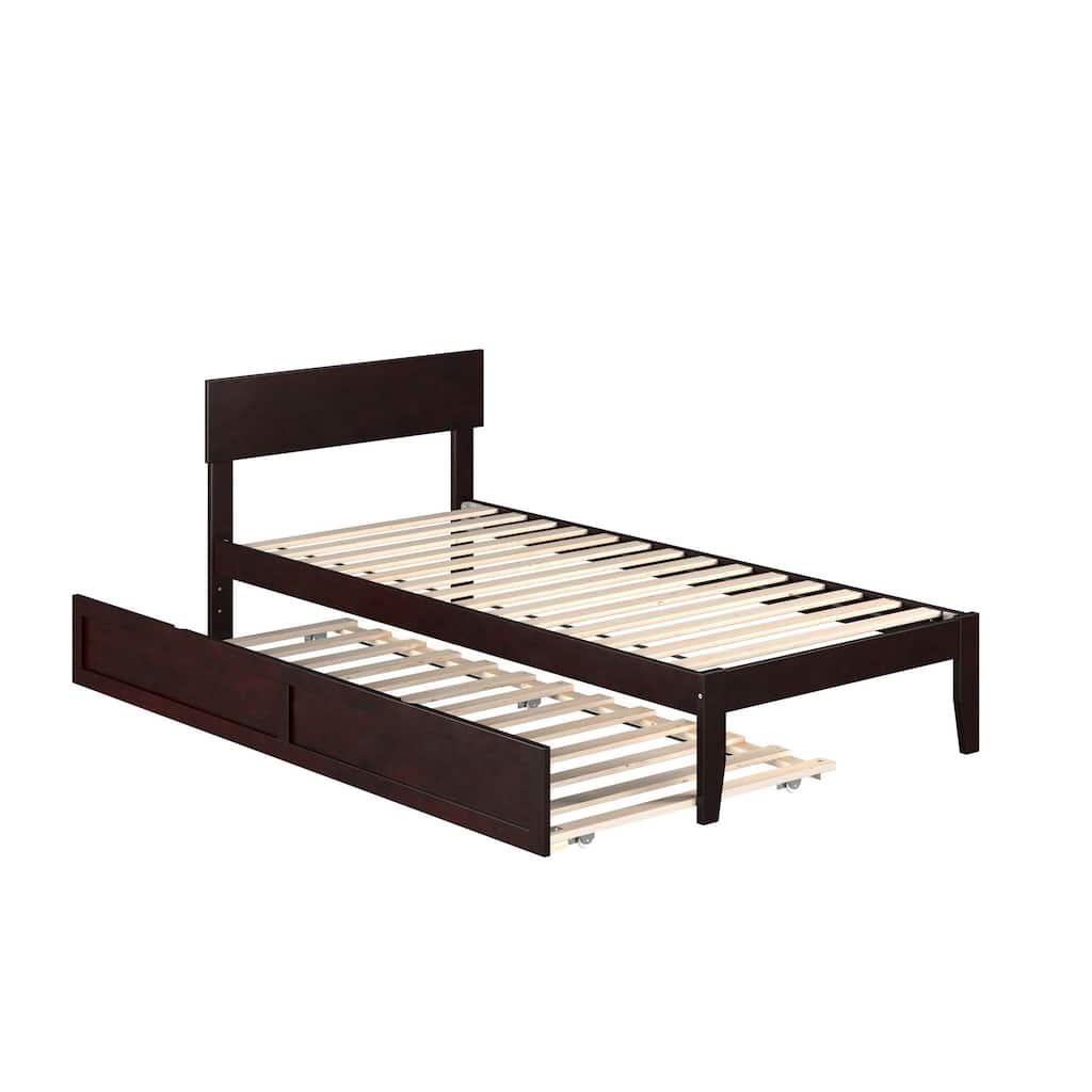 Boston Twin XL Platform Bed with Twin XL Trundle in Espresso