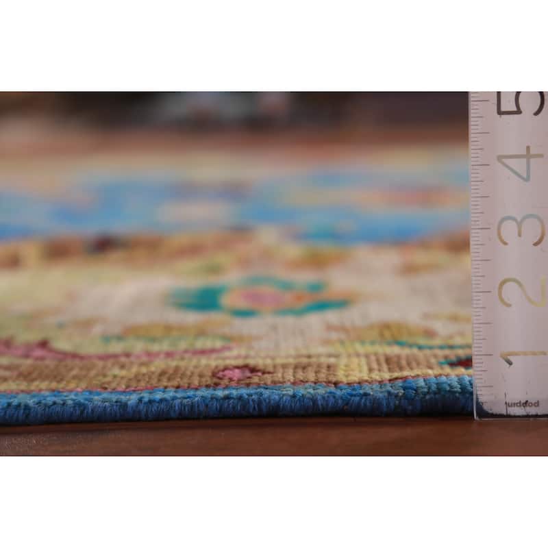 Hand Knotted Oriental 100% Wool Carpet Transitional All-Over Navy Blue & Blues Oushak Area Rug - 9' 8'' X 8' 1''