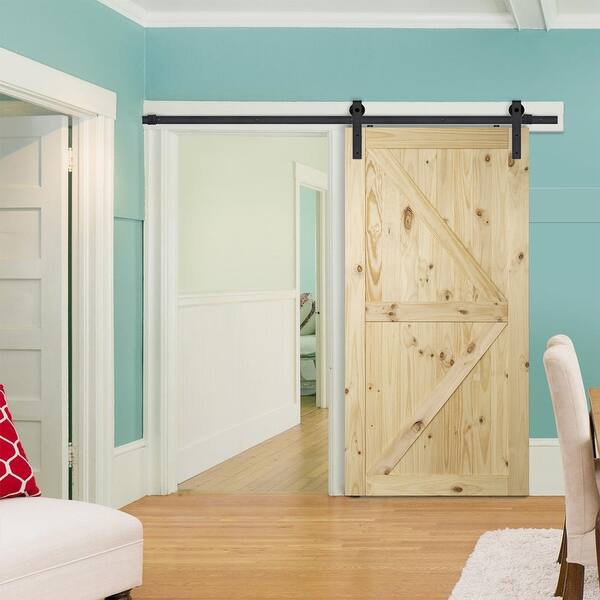 Shop Belleze 42 X 84 Natural Pine Unfinished Diy Sliding Barn Door Arrow Standard On Sale Overstock 22528799