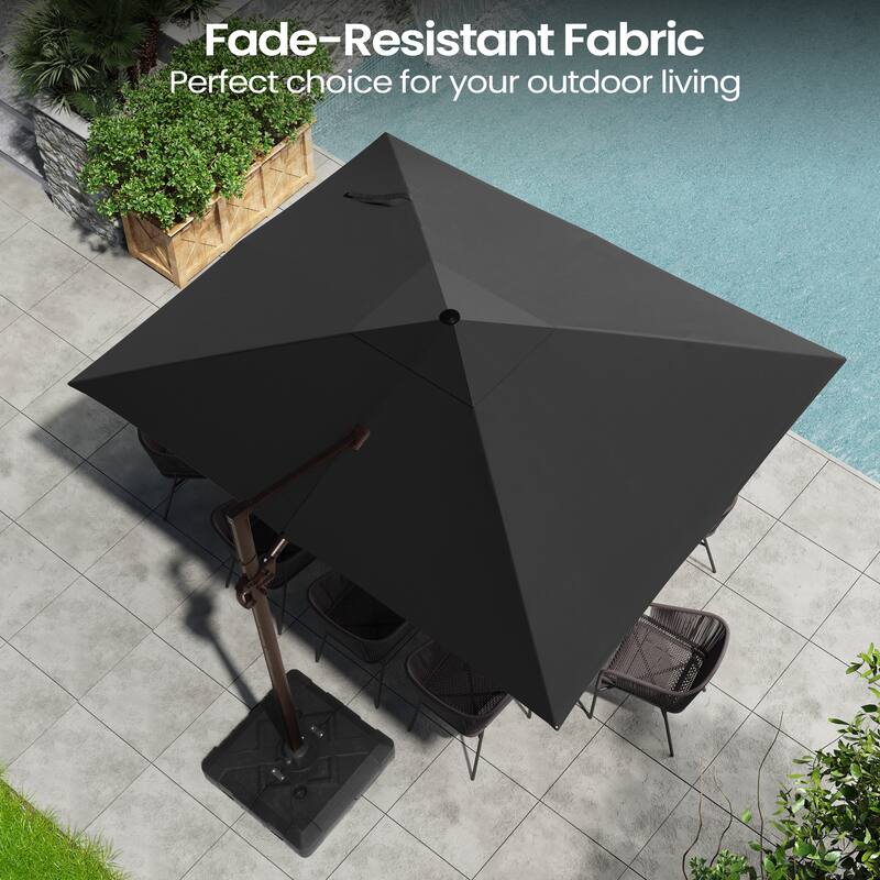 Pellebant 9 FT x 12 FT Outdoor Patio Cantilever Umbrella with Base Stand