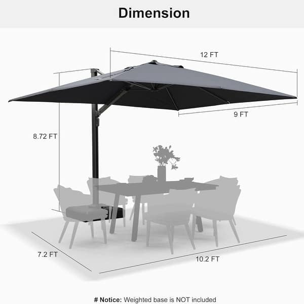 broyhill patio umbrella oblong 10 ft Rectangular Large Offset - Perfect Shade Solution Base is NOT INCLUDED Aok Garden 10 Ft Solar