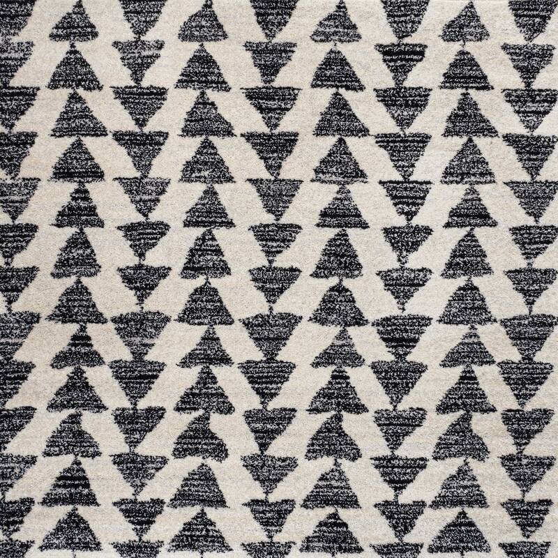 JONATHAN Y Khalil Moroccan Triangle Geometric Area Rug - 9' Square - Cream/Black