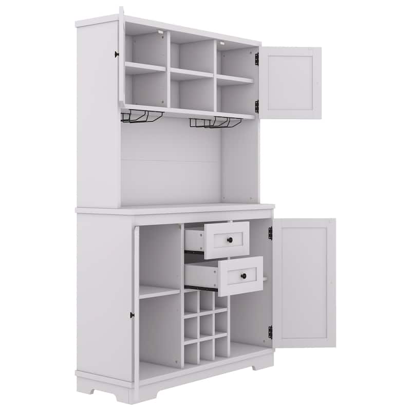 Coffee Bar Cabinet Kitchen Cabinet with Storage, Farmhouse Wine Cabinet with Drawers shelves and cabinets