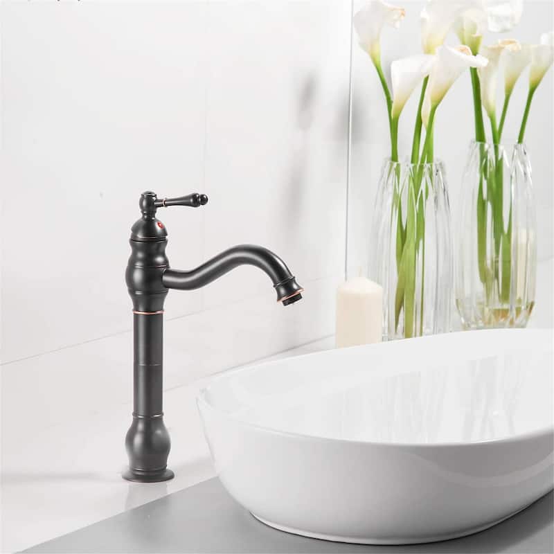 Single Handle Bathroom Vessel Faucet With Drain Assembly Single Hole Bathroon Vessel Sink Faucets Basin Vanity High Mixer Taps