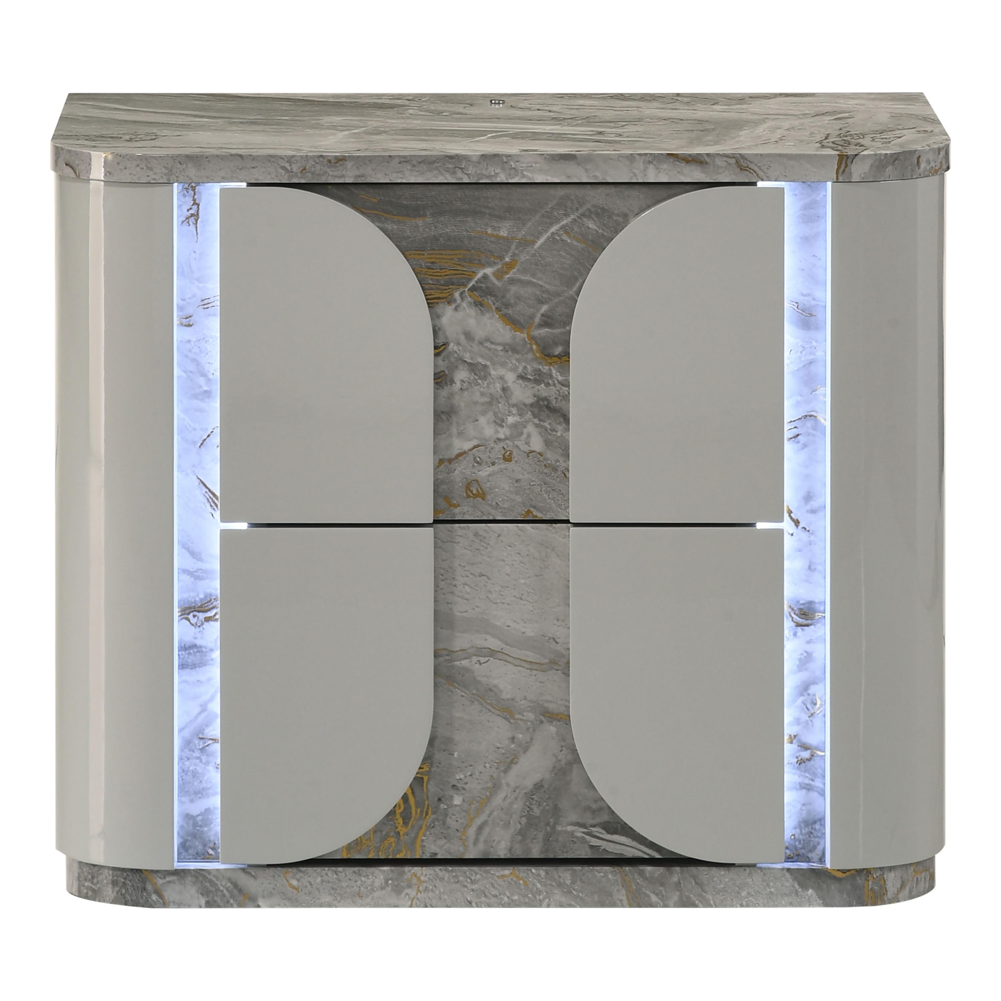Furniture of America Sherri Modern Light Grey Wood 2-Drawer Nightstand with Touch LED