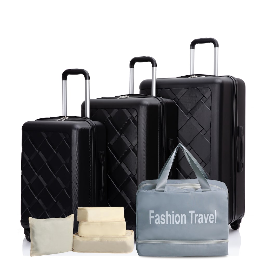 3PCS Expandable Hardshell Luggage Sets with 4PCS Storage Bag Set and Waterproof Portable Bag