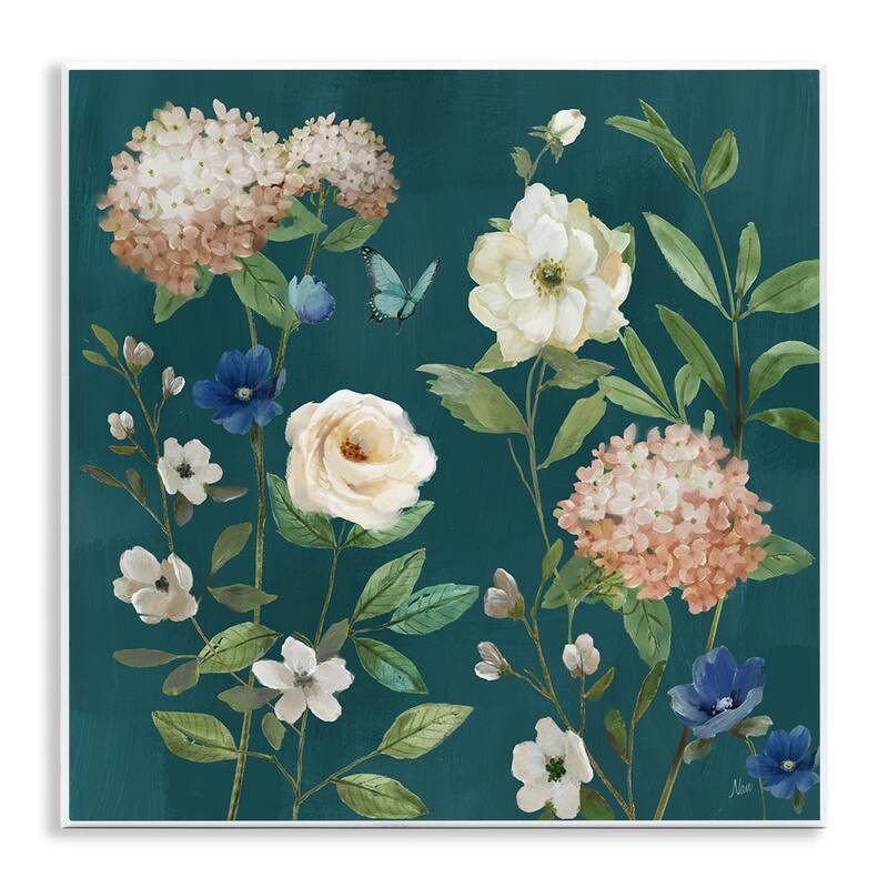 Stupell Bright Garden Blooms on Green Wall Plaque Art Design By Nan - 12 x 12