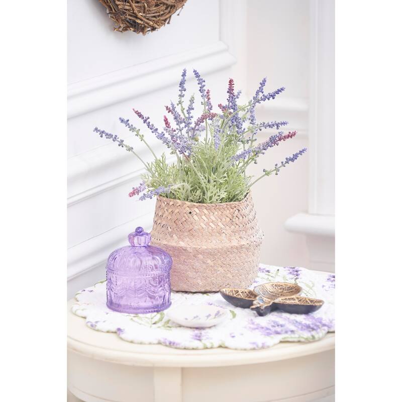 Lavender Fields Reversible Machine Washable Round Scallop Quilt Placemats Set of 6