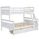 preview thumbnail 7 of 8, White Twin over Full Size Pine Wood Bunk Bed with Ladder, Two Storage Drawers, Safety Guardrail