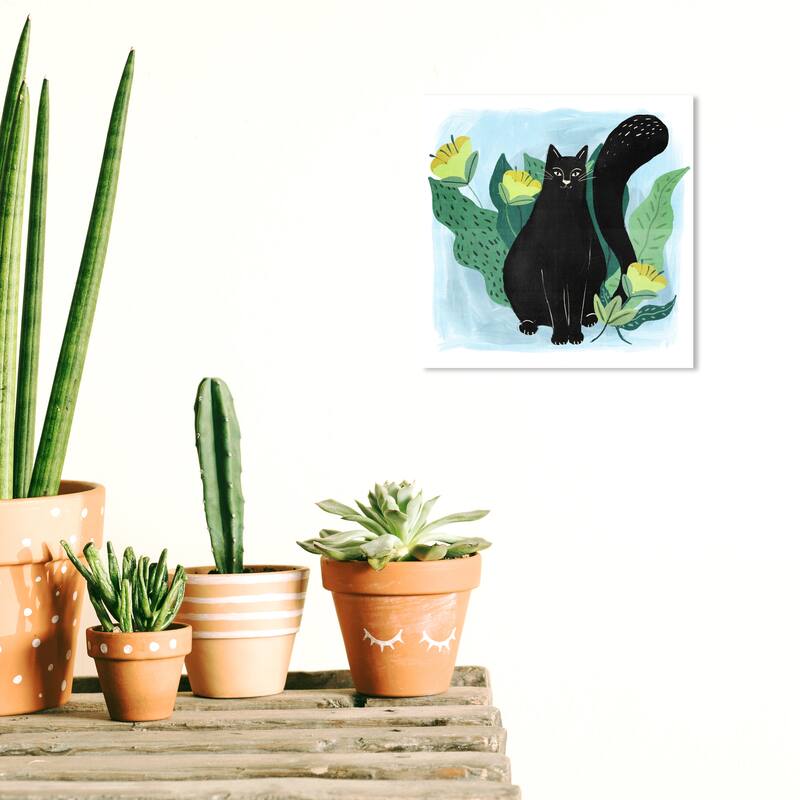 Wynwood Studio Canvas Animals Little panther in the jungle Black and Traditional Wall Art Canvas Print - Black, Green - 12 x 12