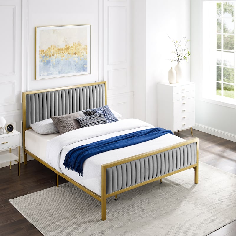 Corvus Velvet Platform Bed