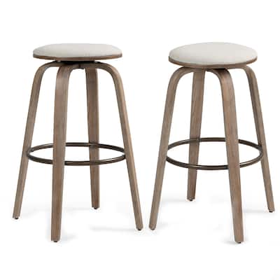 Set of 2 Beatus Beige Woven Fabric Bar Stool