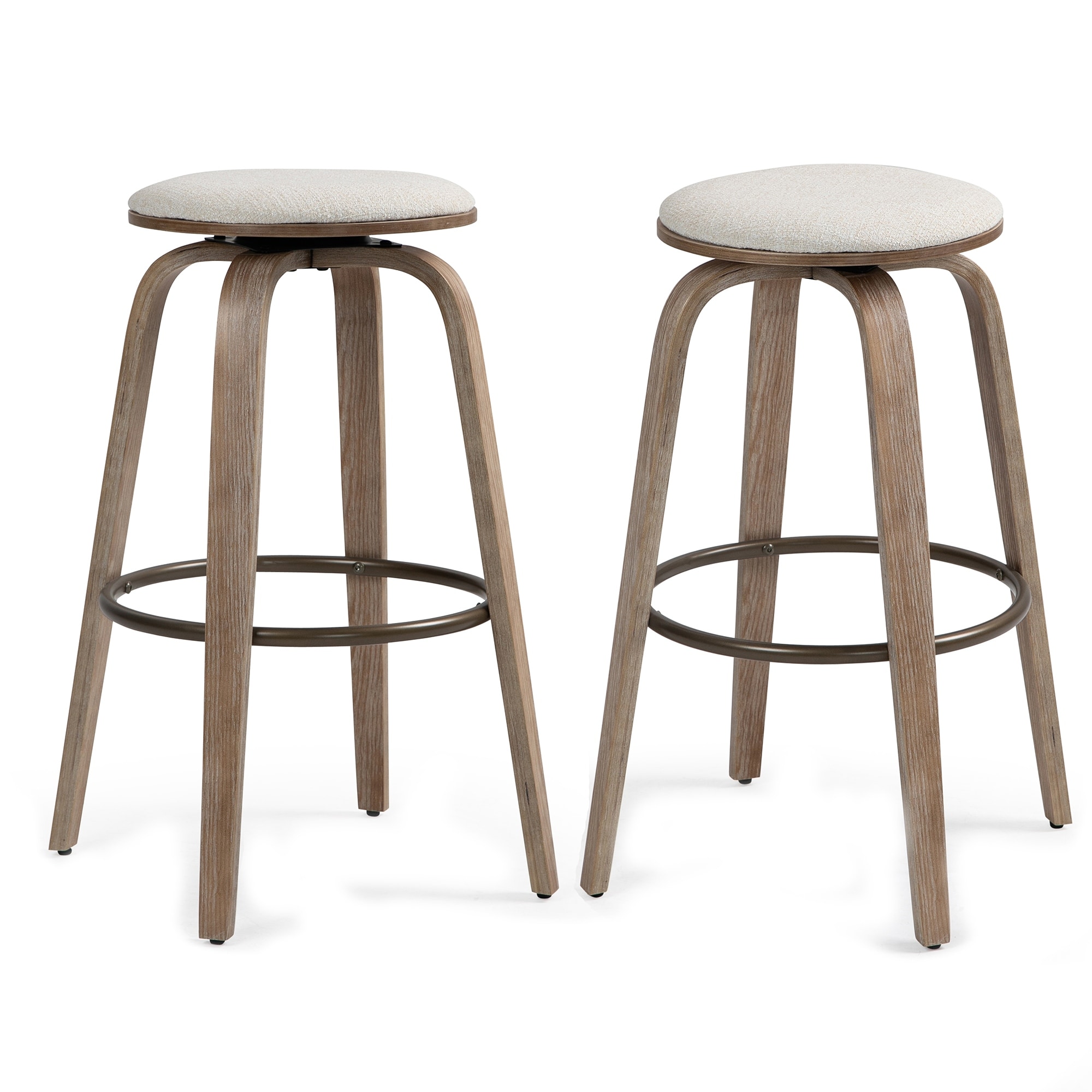 Beatus Beige Woven Fabric Bar Stool (Set of 2)