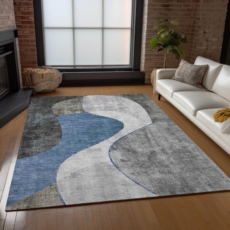 Machine Washable Indoor/ Outdoor Chantille Modern Abstract Rug