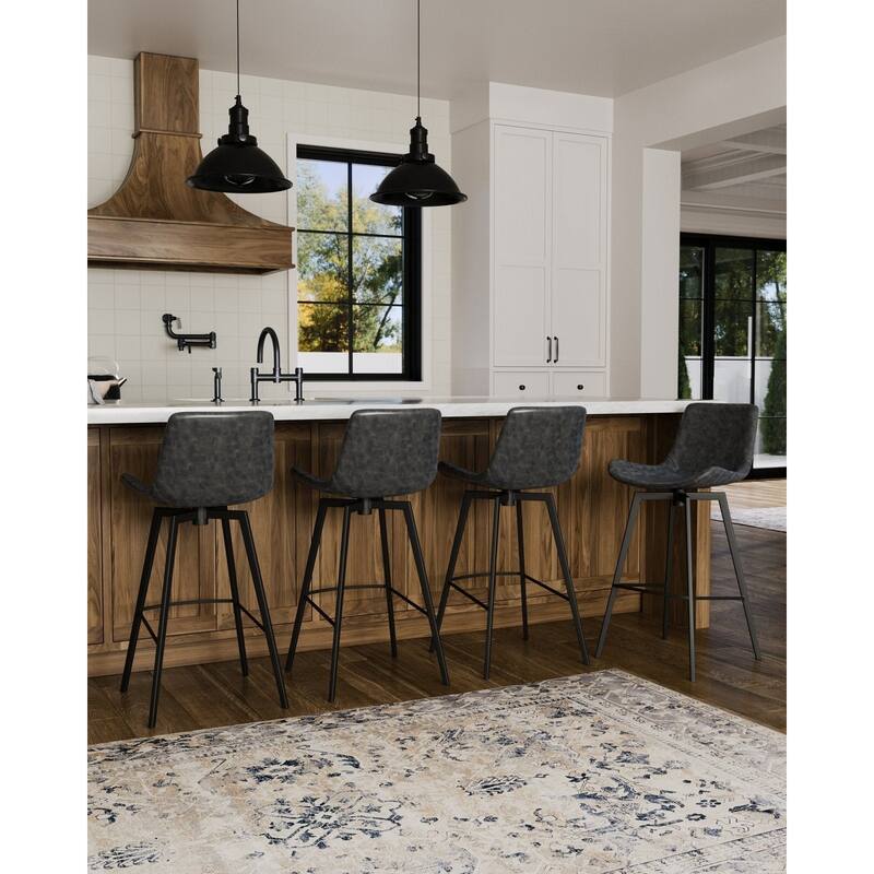 Maven Lane Victor Metal & Vegan Leather Kitchen Dining Stool