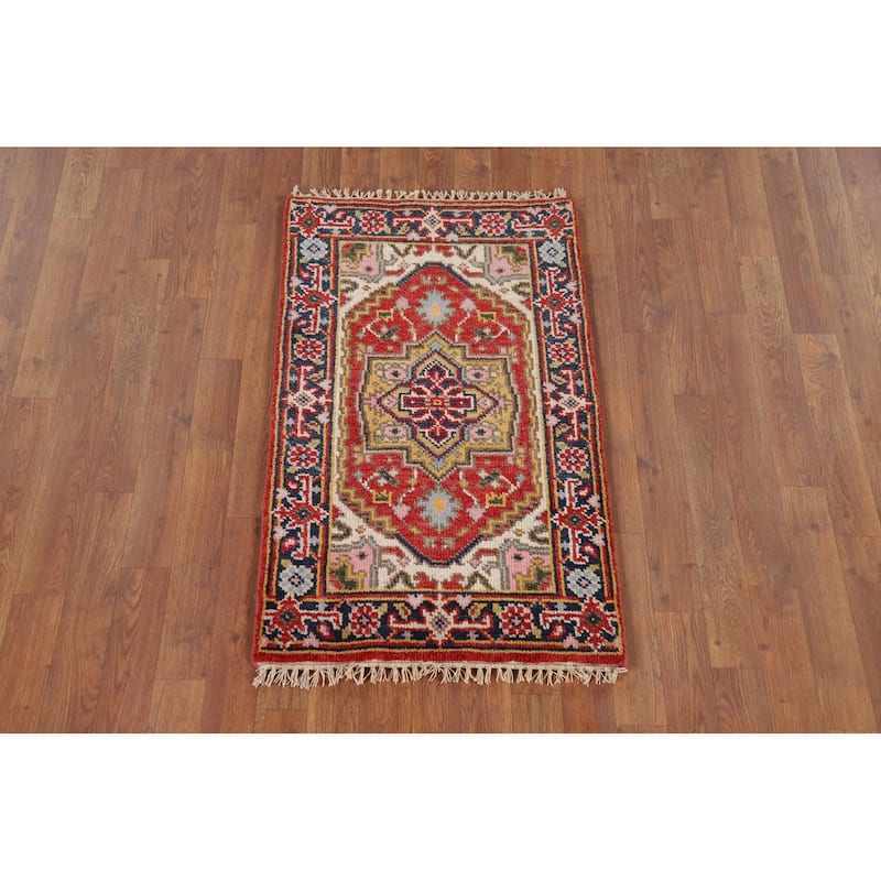 Geometric Heriz Serapi Accent Rug Handmade Traditional Wool Carpet - 2'0" x 3'0"