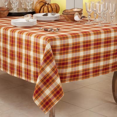Square Tablecloth With Large Plaid Design