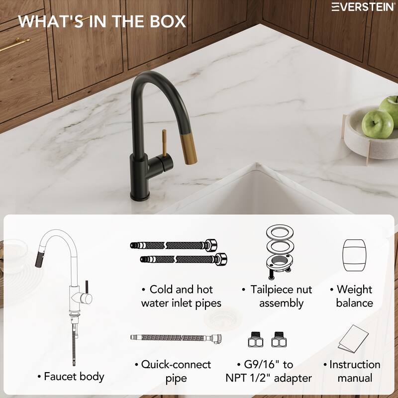 Single-Handle Pull-Down Sprayer Kitchen Faucet with 360° Spout Swivel