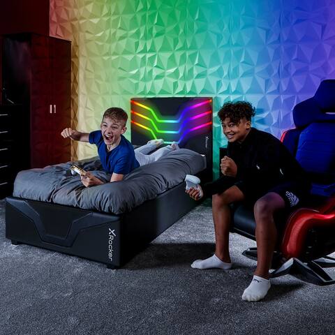 X Rocker Cosmos LED Gaming Bed, Twin, Black/RGB