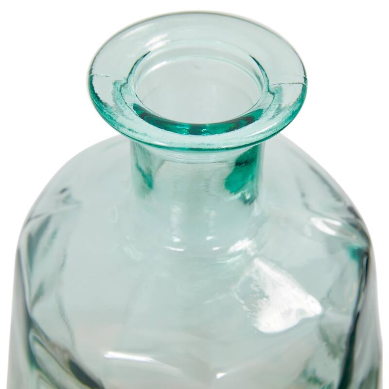 Recycled Glass Handmade Tall Spanish Bottleneck Decorative Vase - Blue, Teal, Clear - Roche River Decor