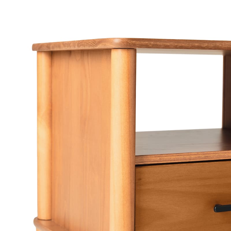 Transitional Solid Wood Spindle Nightstand for Living Room, Bedroom and Office