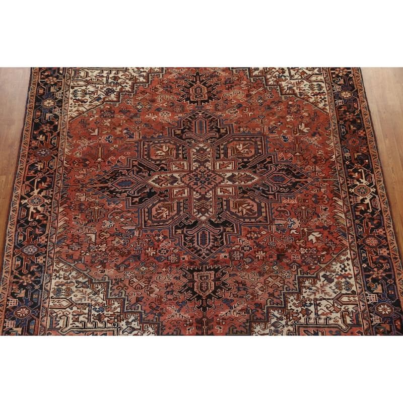 Vintage Geometric Heriz Persian Traditional Wool Area Rug Hand-knotted - 8'7" x 10'9"