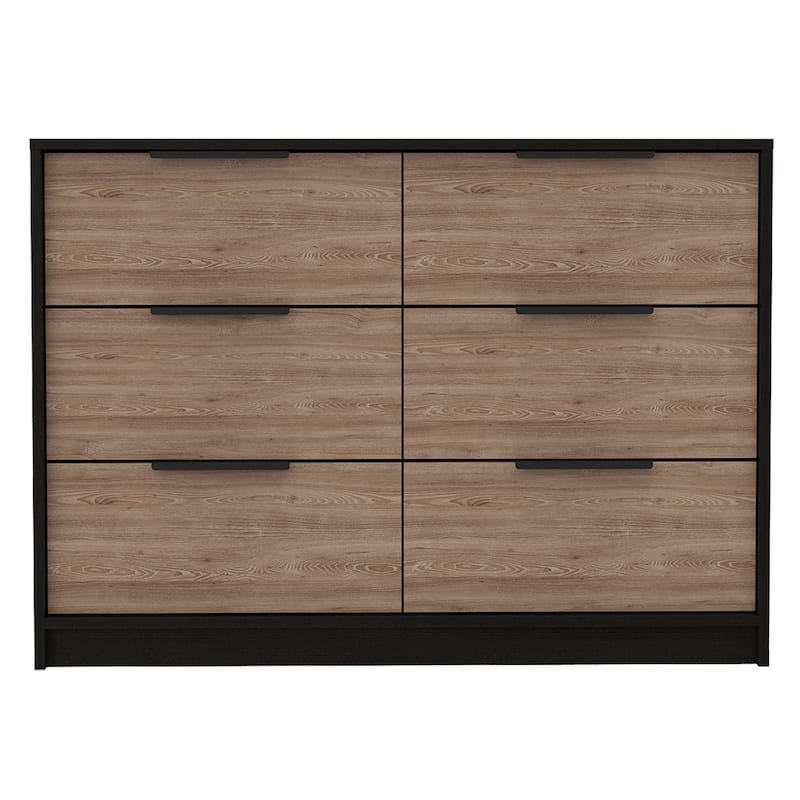 4-Drawer Double Dresser - Black+Pine