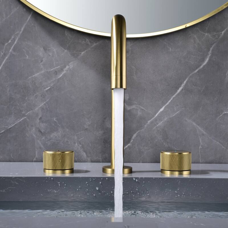 9.7"H Solid Brass Widespread Dual Knob Handles Bathroom Faucets