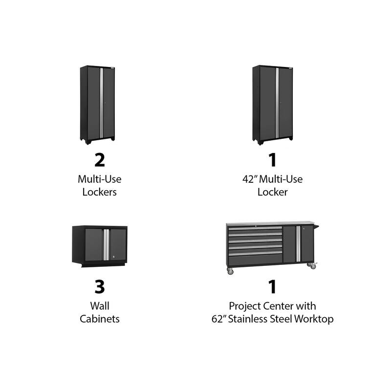 NewAge Products Bold 174" W x 18" D 7 Piece Garage Cabinet Set