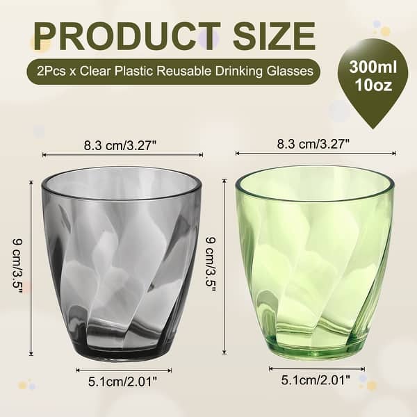 dimension image slide 3 of 18, Clear Reusable Drinking Glasses Diagonal Texture Plastic Cup
