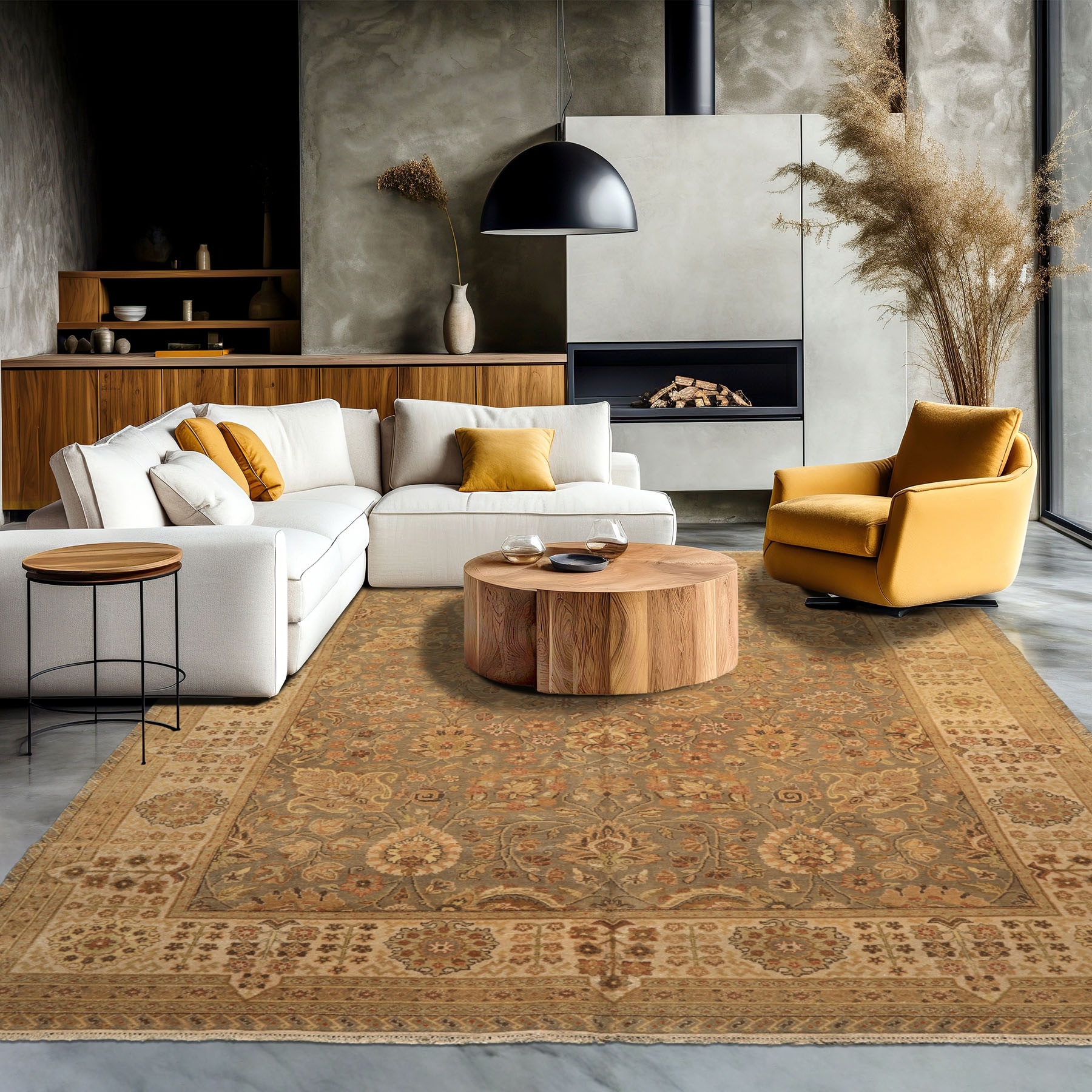 7'10''x9'9'' Tibetano Hand Knotted Wool Gray Agra Traditional Rug - 7' 10'' x 9' 9''